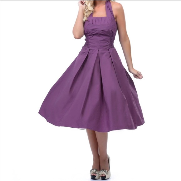 Unique Vintage Dresses & Skirts - Unique Vintage Eggplant Halter Dress - Size Small
